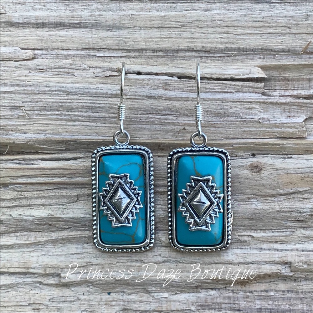 Antique Tribal Turquoise‎ Dangle Earrings